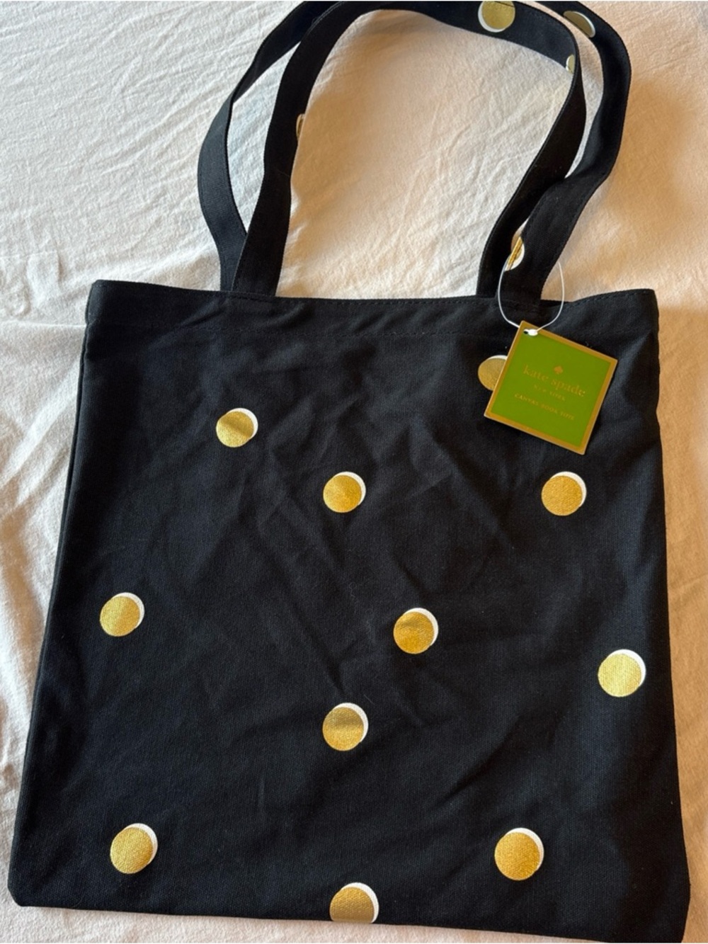 kate spade Black Tote with Gold Polka Dot Accents